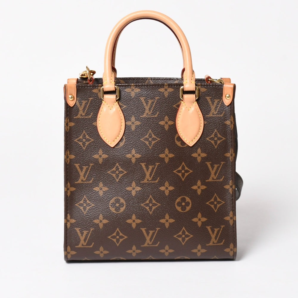 LOUIS VUITTON Sac Pla BB Handbag M46265 Monogram 2WAY PVC Leather Brown Gold Hardware Good Condition Used 4a005080