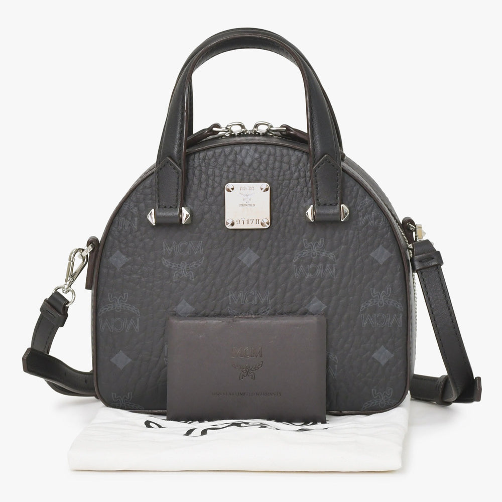 極美品 MCM エムシーエム 2WAY バッグ ハンドバッグ ショルダーバッグ ブラック シルバー金具 ヴィセトス柄 中古 4a005052