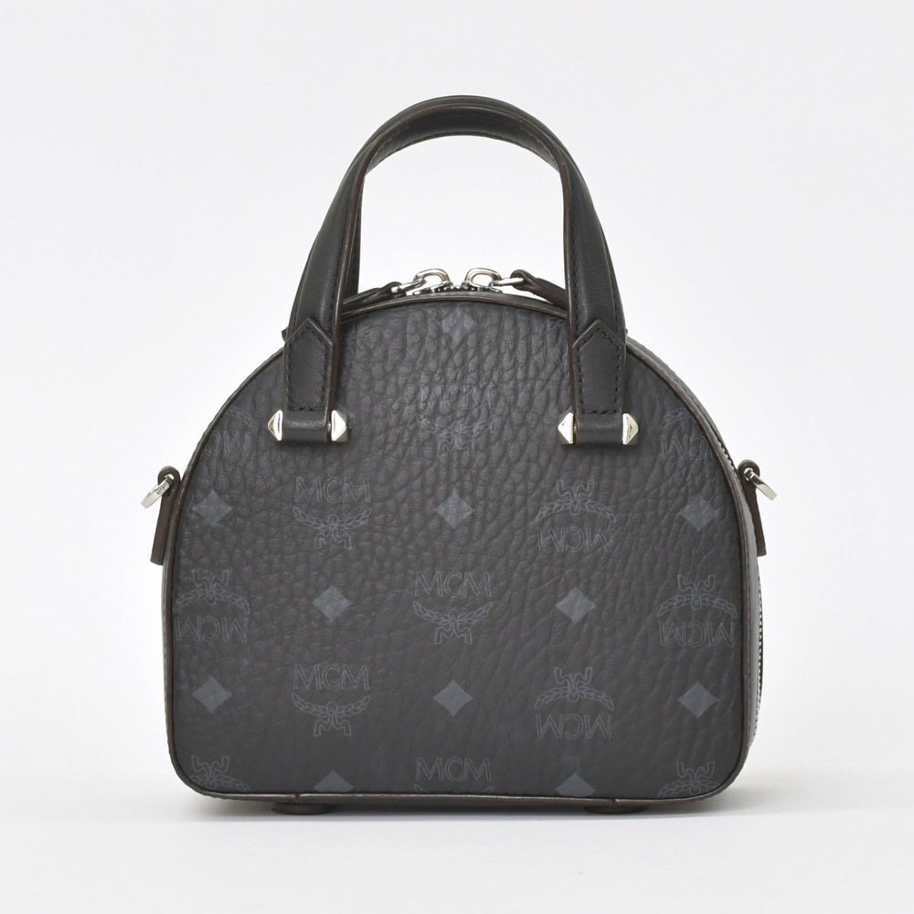極美品 MCM エムシーエム 2WAY バッグ ハンドバッグ ショルダーバッグ ブラック シルバー金具 ヴィセトス柄 中古 4a005052