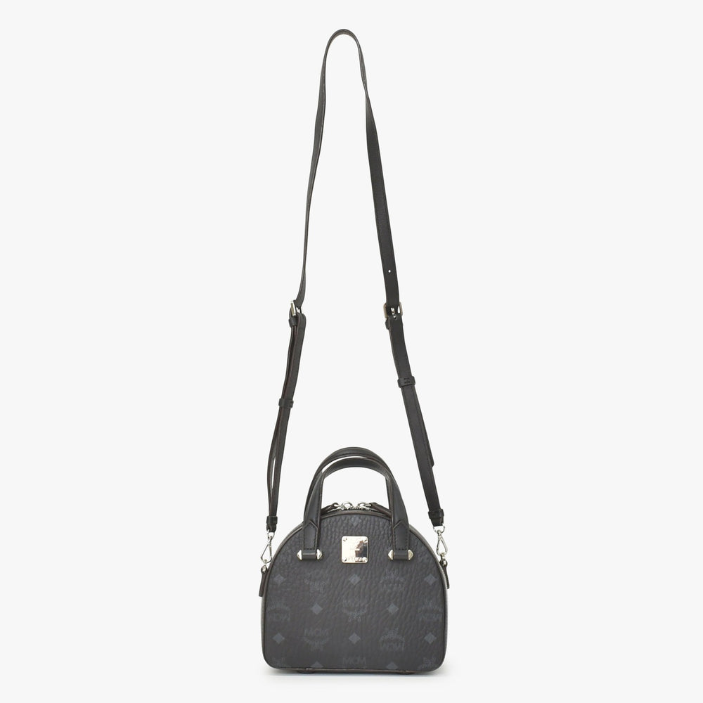 極美品 MCM エムシーエム 2WAY バッグ ハンドバッグ ショルダーバッグ ブラック シルバー金具 ヴィセトス柄 中古 4a005052