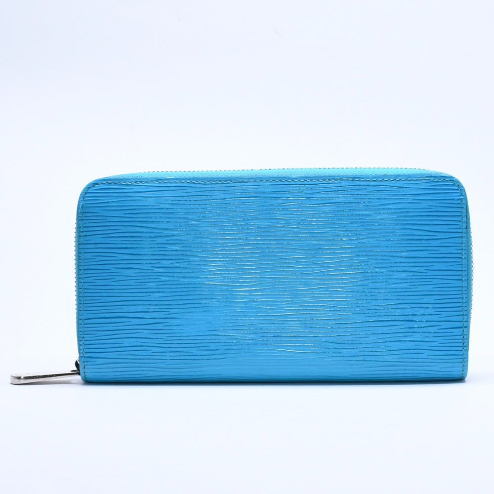 Very Good Condition LOUIS VUITTON Zippy Wallet Long Wallet M81543 Epi Leather Silver Hardware Turquoise Blue Used 4a005056