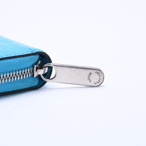 極美品 LOUIS VUITTON ルイヴィトン ジッピーウォレット 長財布 M81543 エピレザー シルバー金具 ターコイズブルー 中古 4a005056