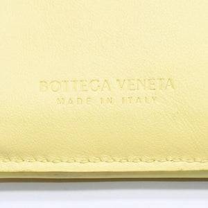 BOTTEGA VENETA ボッテガヴェネタ カセット 三つ折り財布 ウォレット イエロー ラムスキン レザー マキシイントレチャート 美品 中古 4a005102