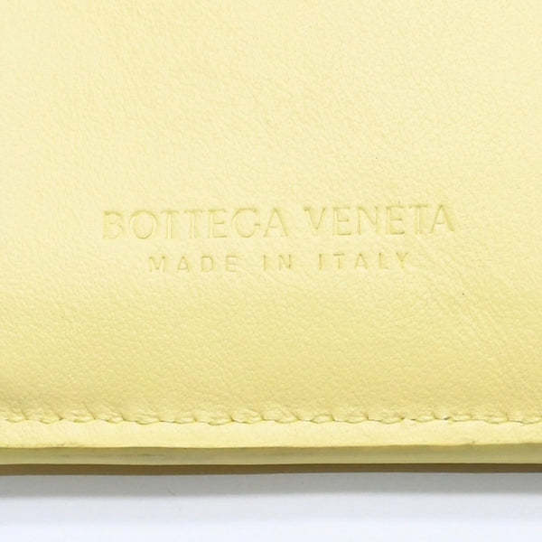 BOTTEGA VENETA ボッテガヴェネタ カセット 三つ折り財布 ウォレット イエロー ラムスキン レザー マキシイントレチャート 美品 中古 4a005102