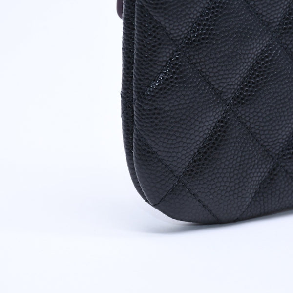 New and unused CHANEL Classic Mini Pouch A82365 Random number here mark caviar skin used 4a005014