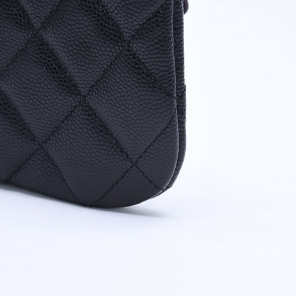 New and unused CHANEL Classic Mini Pouch A82365 Random number here mark caviar skin used 4a005014