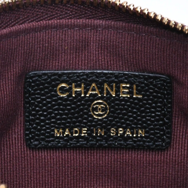 New and unused CHANEL Classic Mini Pouch A82365 Random number here mark caviar skin used 4a005014