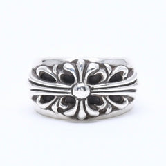 極美品 CHROME HEARTS クロムハーツ FLORAL CROSS フローラルクロス リング 指輪 重量約17.18g サイズ19号 スターリングシルバー 中古 4a005206