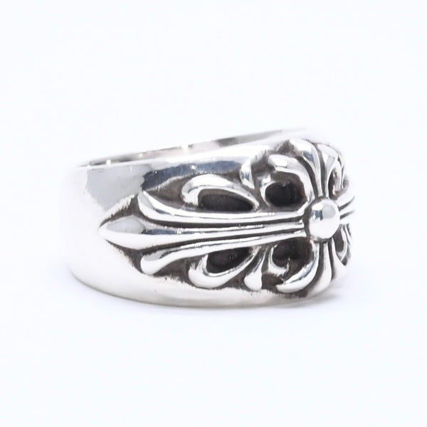 極美品 CHROME HEARTS クロムハーツ FLORAL CROSS フローラルクロス リング 指輪 重量約17.18g サイズ19号 スターリングシルバー 中古 4a005206