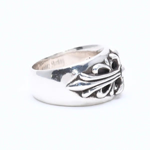 極美品 CHROME HEARTS クロムハーツ FLORAL CROSS フローラルクロス リング 指輪 重量約17.18g サイズ19号 スターリングシルバー 中古 4a005206