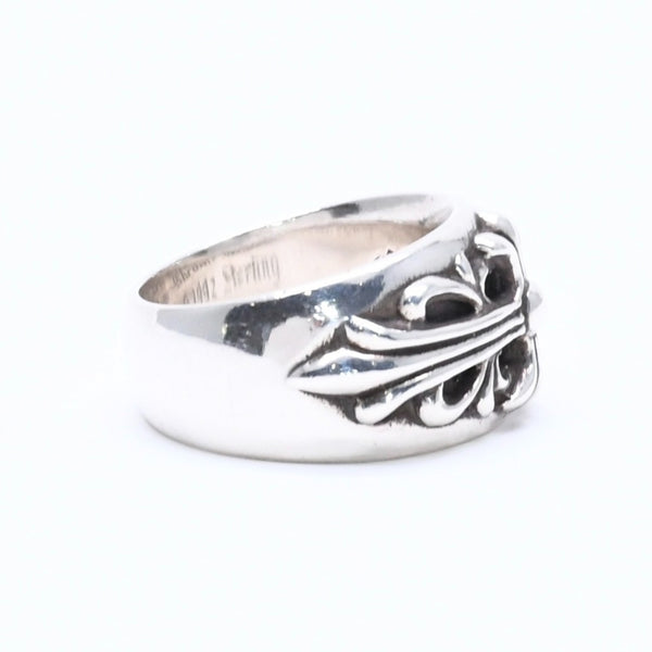 極美品 CHROME HEARTS クロムハーツ FLORAL CROSS フローラルクロス リング 指輪 重量約17.18g サイズ19号 スターリングシルバー 中古 4a005206