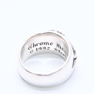 極美品 CHROME HEARTS クロムハーツ FLORAL CROSS フローラルクロス リング 指輪 重量約17.18g サイズ19号 スターリングシルバー 中古 4a005206