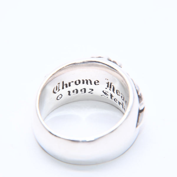 極美品 CHROME HEARTS クロムハーツ FLORAL CROSS フローラルクロス リング 指輪 重量約17.18g サイズ19号 スターリングシルバー 中古 4a005206