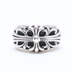 極美品 CHROME HEARTS クロムハーツ FLORAL CROSS フローラルクロス リング 重量約16.51g サイズ19.5号 スターリングシルバー 中古 4a005204