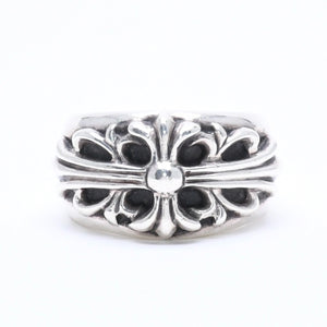 極美品 CHROME HEARTS クロムハーツ FLORAL CROSS フローラルクロス リング 重量約16.51g サイズ19.5号 スターリングシルバー 中古 4a005204