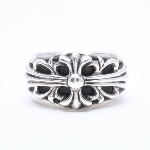 極美品 CHROME HEARTS クロムハーツ FLORAL CROSS フローラルクロス リング 重量約16.51g サイズ19.5号 スターリングシルバー 中古 4a005204