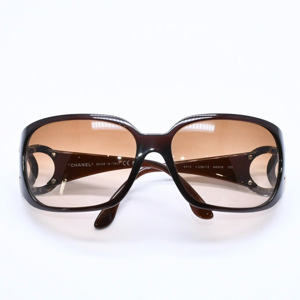 極美品 CHANEL シャネル サングラス アイウェア ココマーク 6014 c.538/13 サイズ64◻︎16 120 シルバー金具 中古 4a005074