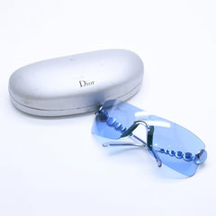 Christian Dior クリスチャンディオール サングラス アイウェア リムレス シールド サイズ54L 120 ブルー 美品 中古 4a005073