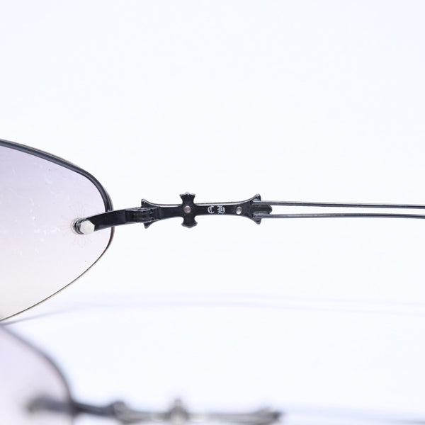 CHROME HEARTS クロムハーツ DRAG PIPE ドラッグパイプ サングラス アイウェア CHクロス クロステイル シルバー925 良品 中古 4a005178