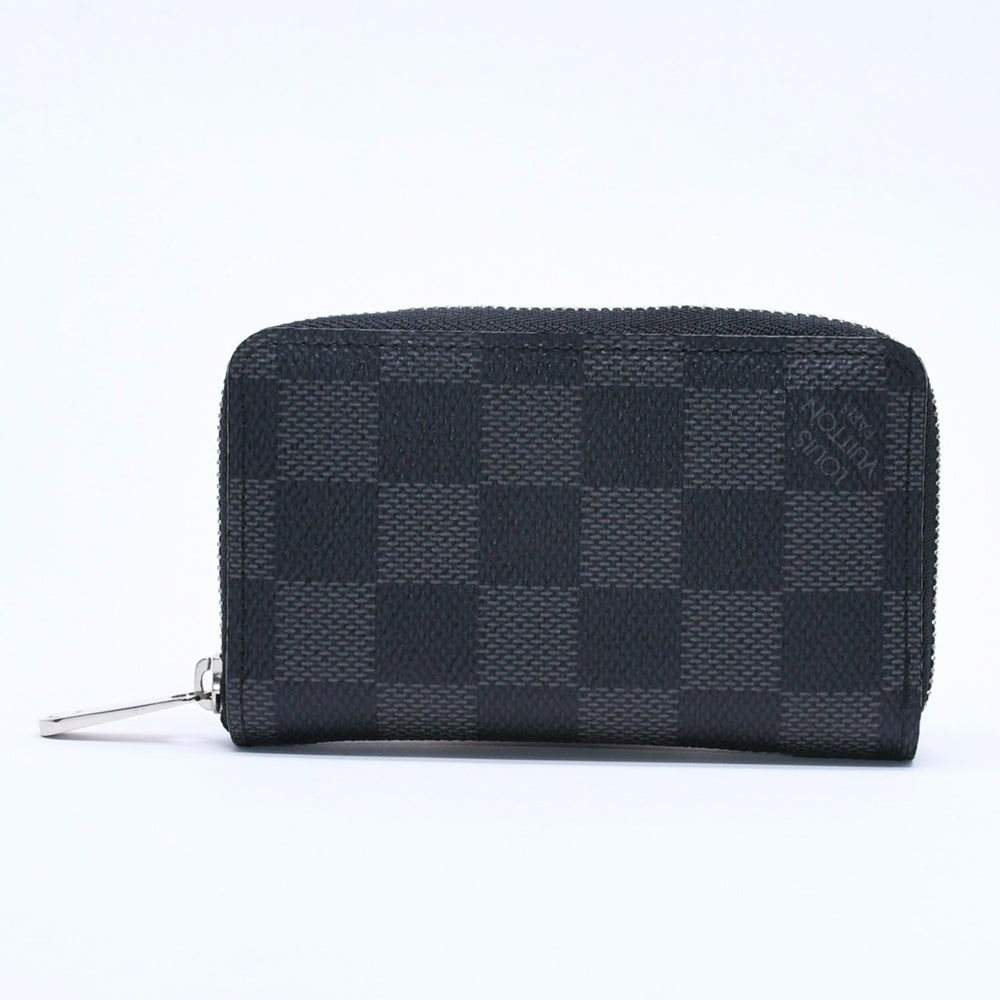 Very good condition LOUIS VUITTON Zippy Coin Purse Damier Graphite N63076 Coin Case Mini Wallet Black Silver Hardware Used 4a005103