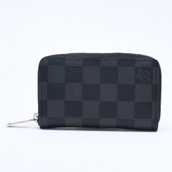 極美品 LOUIS VUITTON ルイヴィトン ジッピー コインパース ダミエグラフィット N63076 コインケース ミニウォレット ブラック シルバー金具 中古 4a005103