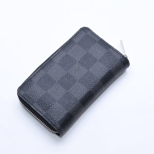 極美品 LOUIS VUITTON ルイヴィトン ジッピー コインパース ダミエグラフィット N63076 コインケース ミニウォレット ブラック シルバー金具 中古 4a005103