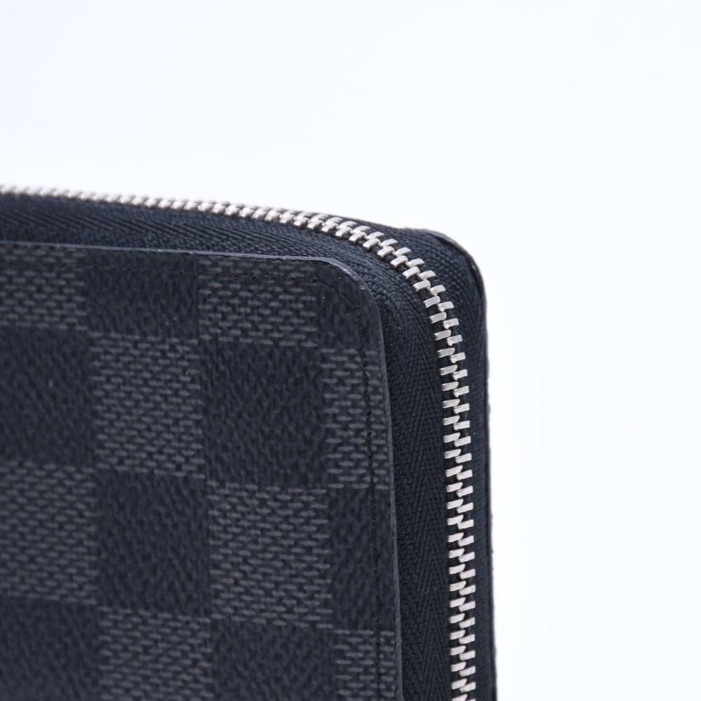 極美品 LOUIS VUITTON ルイヴィトン ジッピー コインパース ダミエグラフィット N63076 コインケース ミニウォレット ブラック シルバー金具 中古 4a005103