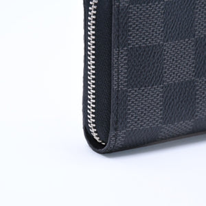 極美品 LOUIS VUITTON ルイヴィトン ジッピー コインパース ダミエグラフィット N63076 コインケース ミニウォレット ブラック シルバー金具 中古 4a005103
