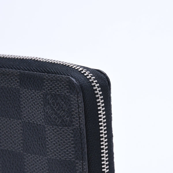 極美品 LOUIS VUITTON ルイヴィトン ジッピー コインパース ダミエグラフィット N63076 コインケース ミニウォレット ブラック シルバー金具 中古 4a005103