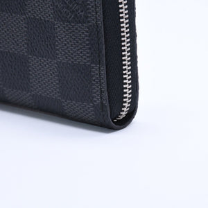 極美品 LOUIS VUITTON ルイヴィトン ジッピー コインパース ダミエグラフィット N63076 コインケース ミニウォレット ブラック シルバー金具 中古 4a005103