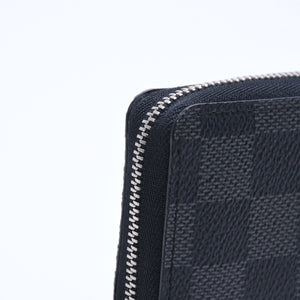 極美品 LOUIS VUITTON ルイヴィトン ジッピー コインパース ダミエグラフィット N63076 コインケース ミニウォレット ブラック シルバー金具 中古 4a005103