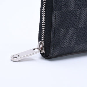 極美品 LOUIS VUITTON ルイヴィトン ジッピー コインパース ダミエグラフィット N63076 コインケース ミニウォレット ブラック シルバー金具 中古 4a005103