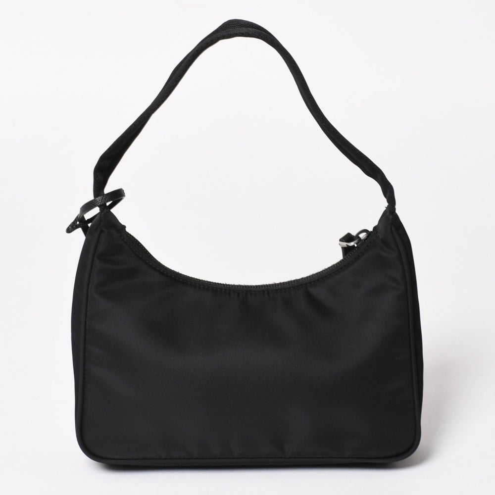 極美品 PRADA プラダ ホーボー ワンショルダーバッグ MV515 トライアングルロゴプレート ナイロン ブラック 中古 4a005010