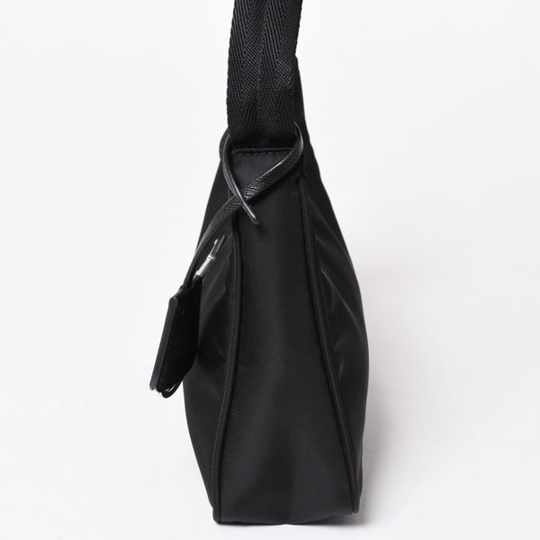 極美品 PRADA プラダ ホーボー ワンショルダーバッグ MV515 トライアングルロゴプレート ナイロン ブラック 中古 4a005010