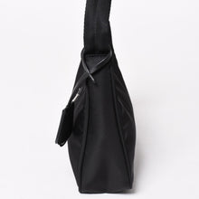 画像をギャラリービューアに読み込む, 極美品 PRADA プラダ ホーボー ワンショルダーバッグ MV515 トライアングルロゴプレート ナイロン ブラック 中古 4a005010
