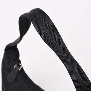 極美品 PRADA プラダ ホーボー ワンショルダーバッグ MV515 トライアングルロゴプレート ナイロン ブラック 中古 4a005010