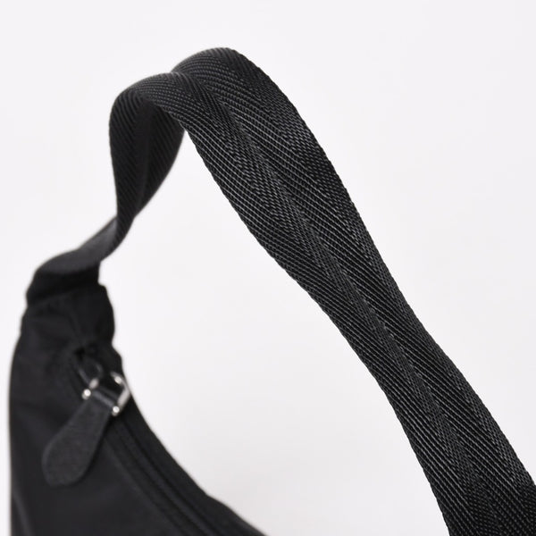 極美品 PRADA プラダ ホーボー ワンショルダーバッグ MV515 トライアングルロゴプレート ナイロン ブラック 中古 4a005010