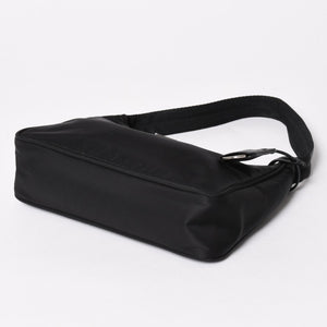 極美品 PRADA プラダ ホーボー ワンショルダーバッグ MV515 トライアングルロゴプレート ナイロン ブラック 中古 4a005010