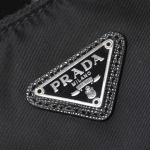 極美品 PRADA プラダ ホーボー ワンショルダーバッグ MV515 トライアングルロゴプレート ナイロン ブラック 中古 4a005010