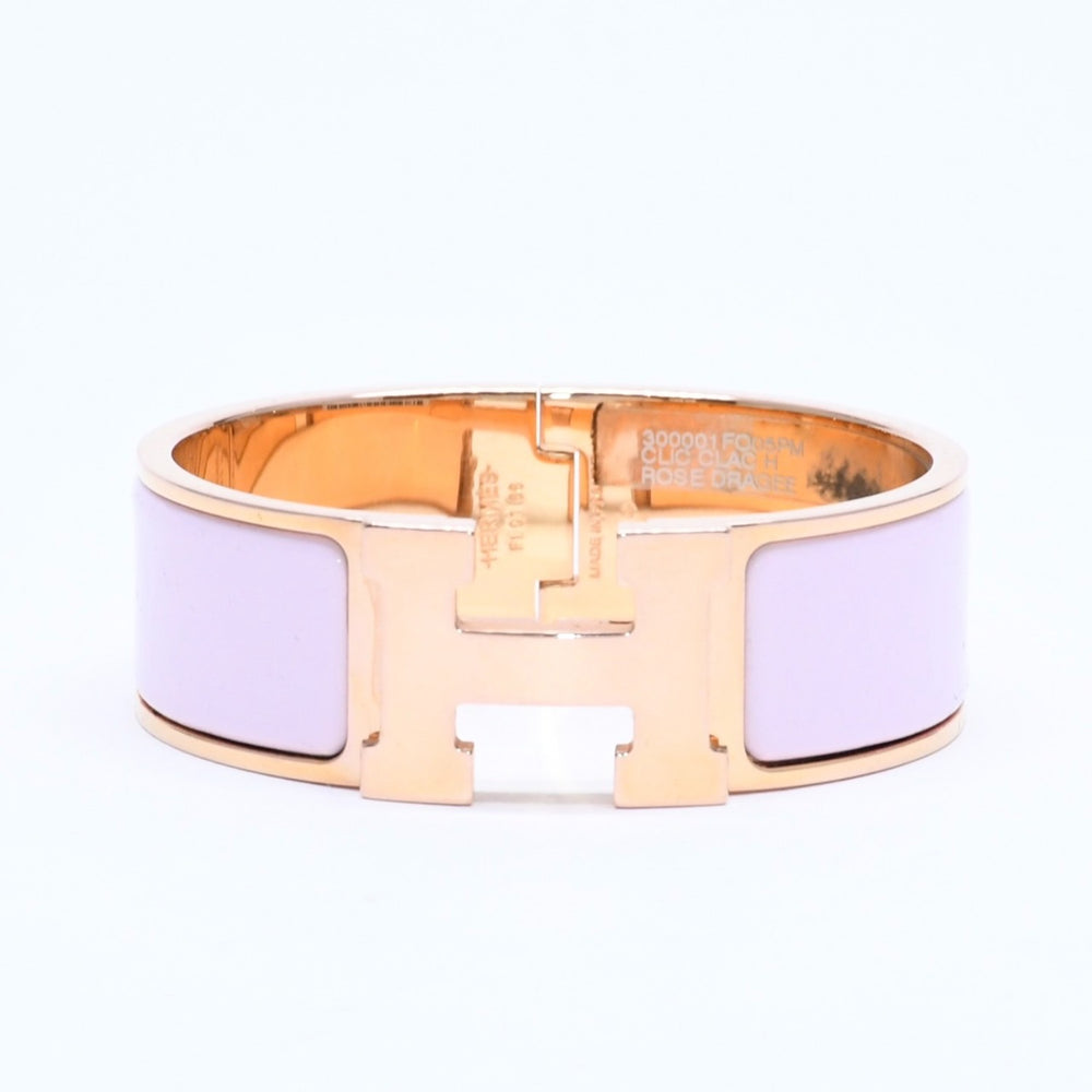 極美品 HERMES エルメス クリッククラックGM ブレスレット アクセサリー メタル ピンク ゴールド 中古 4a004951