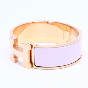 Very Good Condition HERMES Click Crack GM Bracelet Accessory Metal Pink Gold Used 4a004951