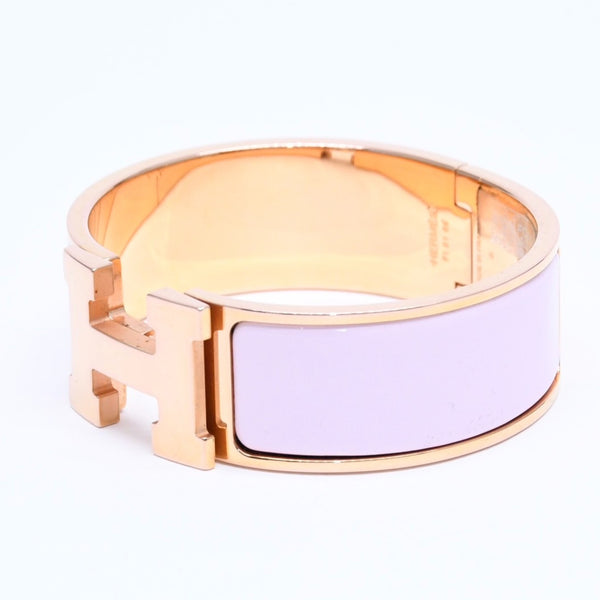 Very Good Condition HERMES Click Crack GM Bracelet Accessory Metal Pink Gold Used 4a004951