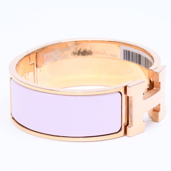 Very Good Condition HERMES Click Crack GM Bracelet Accessory Metal Pink Gold Used 4a004951