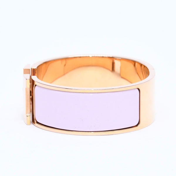 Very Good Condition HERMES Click Crack GM Bracelet Accessory Metal Pink Gold Used 4a004951