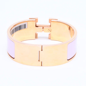 Very Good Condition HERMES Click Crack GM Bracelet Accessory Metal Pink Gold Used 4a004951