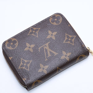 極美品 LOUIS VUITTON ルイヴィトン ジッピー コインパース M60067 モノグラムキャンバス ミニウォレット 小銭入れ 財布 ブラウン ゴールド金具 中古 4a005085
