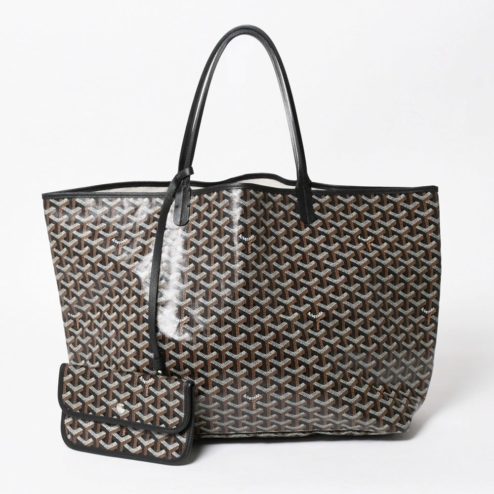 新品同様品 GOYARD ゴヤール SAINT LOUIS GM サンルイGM トートバッグ PVCコーティングキャンバス ブラック 中古 4a005656