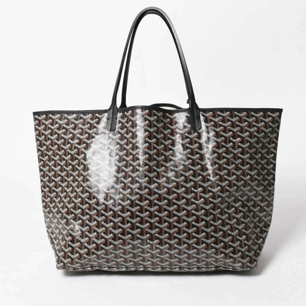 新品同様品 GOYARD ゴヤール SAINT LOUIS GM サンルイGM トートバッグ PVCコーティングキャンバス ブラック 中古 4a005656
