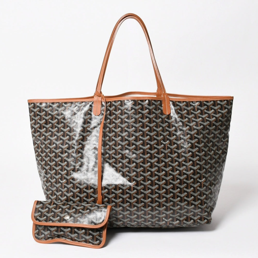 新品同様品 GOYARD ゴヤール SAINT LOUIS GM サンルイGM ブラウン トートバッグ PVCコーティングキャンバス 中古 4a005657