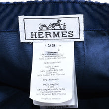 将图片加载到图库查看器，極美品 HERMES エルメス キャップ デイヴィス ベルベット サイズ59 ネイビー コットン フランス製 中古 4a005449